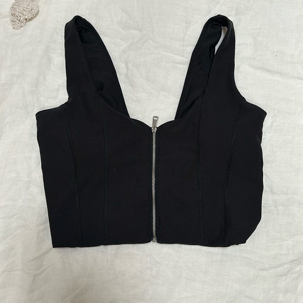 YPB Abercrombie zip up black sport bra